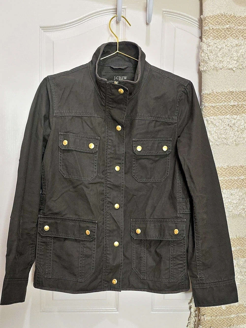 J.CREW Boyfriend Field Jacket Utility Field Jacket Olive Cotton Size Medium